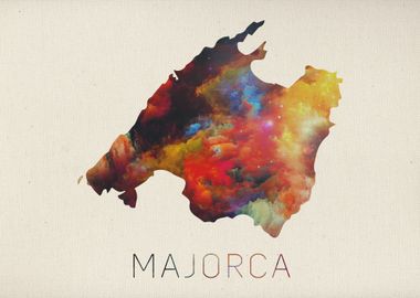 Majorca Watercolor Map