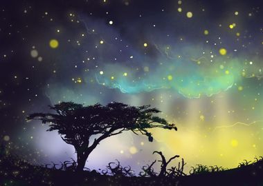 Tree under Starry Sky