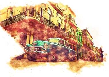 Cuba Havana Watercolor