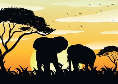 Africa Elephants in Nature