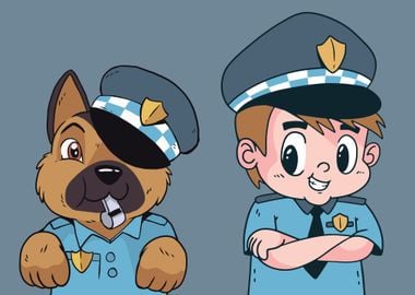 Police Child  and Dog