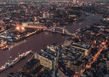 London UK City View Night