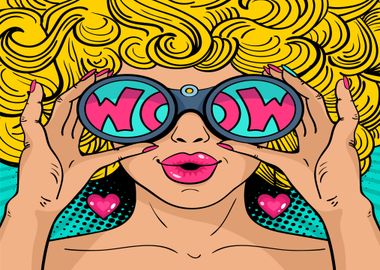 'wow pop art face sexy surp' Poster, picture, metal print, paint by ...