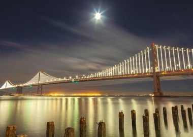 Moon rise over Bay Bridge