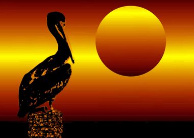 Pelican sunset