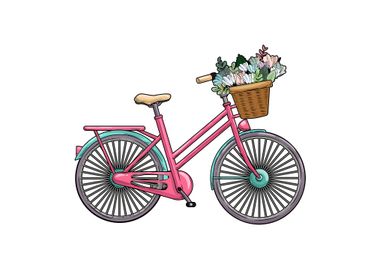 Women bicycle flowers