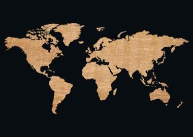 Map of the World Wooden