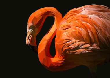 Flamingo Landscape Lowpoly