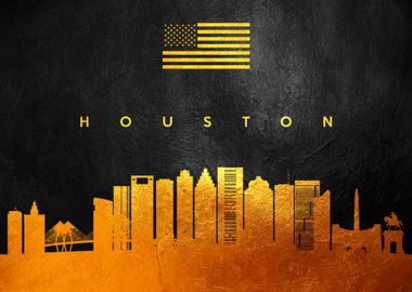 Houston Texas Gold Skyline