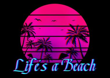 Lifes A Beach Retro Palm