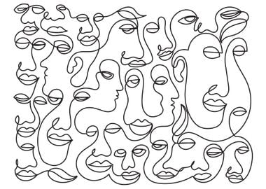 LineArt Abstract Faces