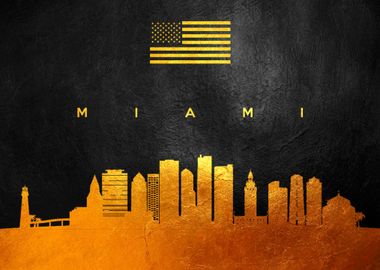 Miami Florida Gold Skyline