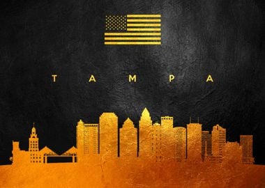 Tampa Florida Gold Skyline