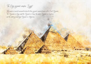 Pyramides of Giza Aquarell