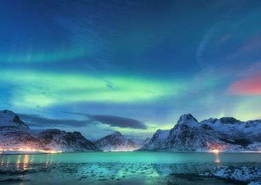 Aurora borealis landscape