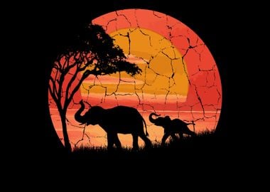 Elefant Sunset Nature Love