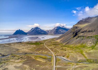 Fjord in Iceland by drone