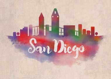 San Diego Watercolor City 