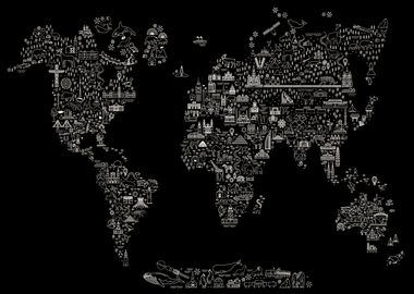 World Travel Icons Map