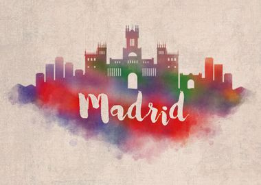 Madrid Watercolor City Sky