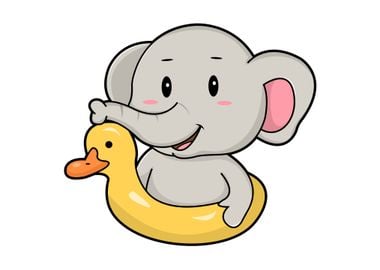 Elephant Swimming Duck