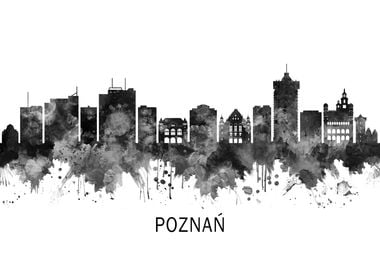 Poznan Poland Skyline BW