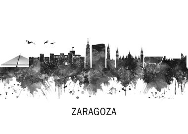 Zaragoza Spain Skyline BW