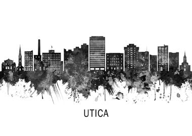 Utica New York Skyline BW