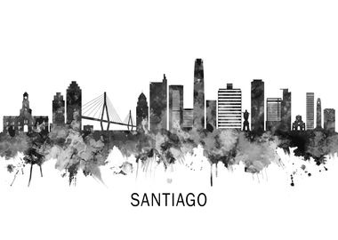 Santiago Chile Skyline BW