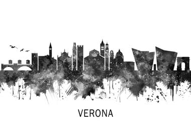 Verona Italy Skyline BW