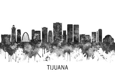 Tijuana Mexico Skyline BW