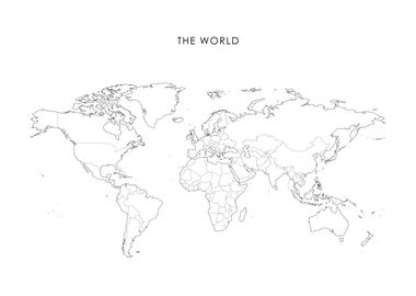 World Map Black and White