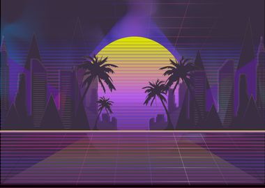 NEON RETROWAVE SKYLINE