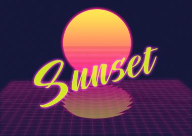 retro sunset poster