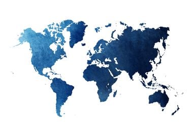 World Map Navy Blue