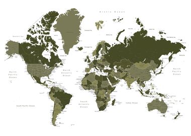 Army green world map