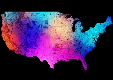 Dark Neon USA Map