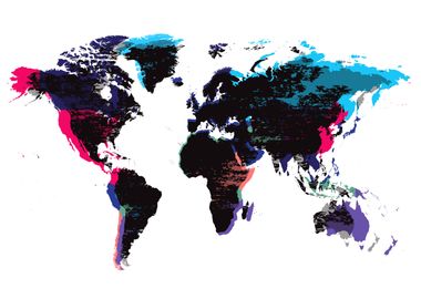 World map grunge colors