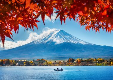 Autumn fuji mountain japan