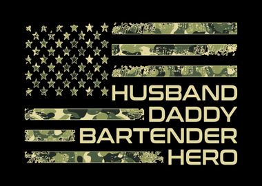 Bartender Camo US Flag Dad