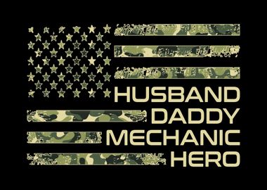 Mechanic Camo US Flag Dad