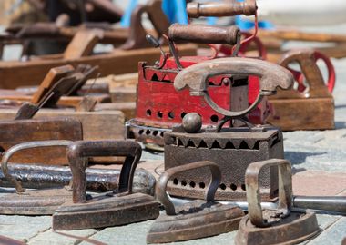 old iron and tools