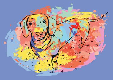 DACHSHUND WATERCOLOR DOG D