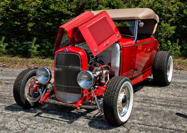 Vintage Hot Rod Open Hood