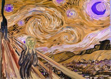 The Scream in Starry Night