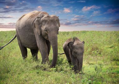 elephant with her baby