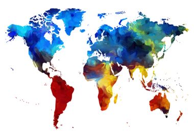 Worldmap in watercolors