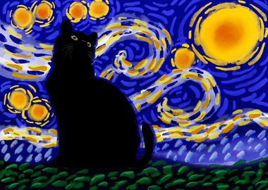 Starry night cat