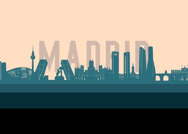 madrid skyline retro