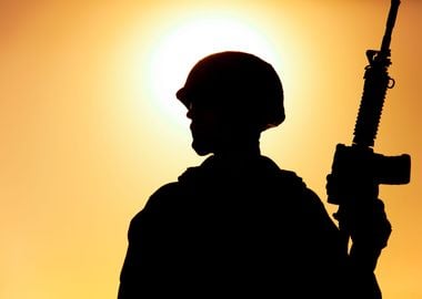 Silhouette of army soldier